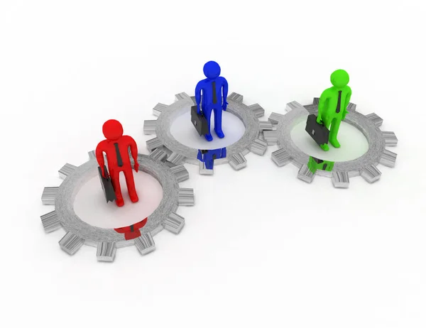 3D zakenman met versnellingen. teamwork concept. gesmolten illustrati — Stockfoto