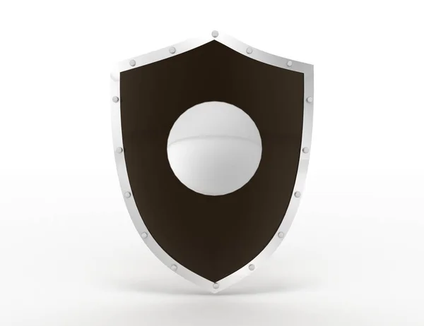 Icono de escudo en blanco. 3d ilustración renderizada —  Fotos de Stock