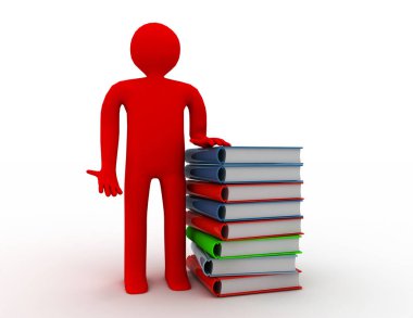 Eğitim concept.people kitap 3d render illüstrasyon