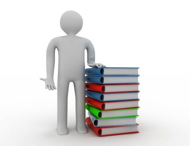 Eğitim concept.people kitap 3d render illüstrasyon
