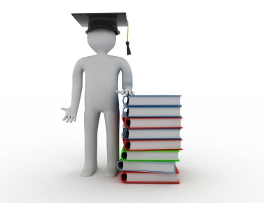 Eğitim concept.people kitap 3d render illüstrasyon