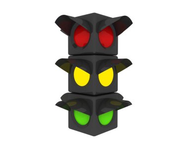 trafik ışığı beyaz arka plan üzerinde. İllustra izole 3d render