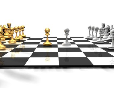 chess.business konsepti ile 3D satranç tahtası. işlenmiş illüstrasyon
