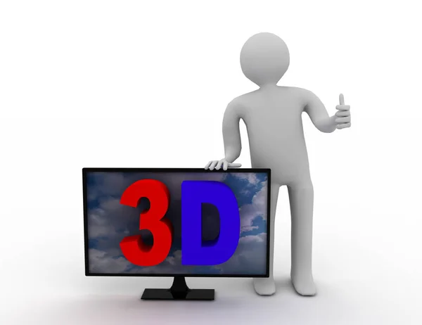 3d people - man, person with a monitor. rendered illustration — Stock Photo, Image