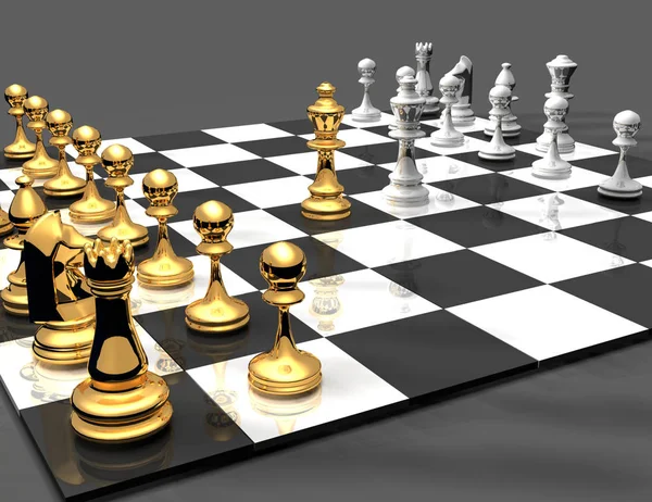 3D-Schachbrett mit chess.business Konzept. Veranschaulichung — Stockfoto