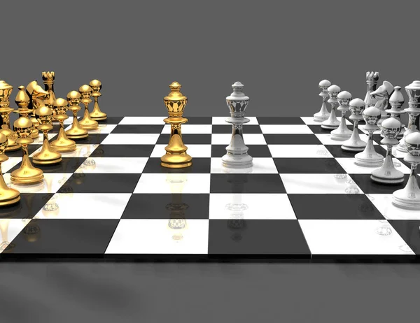 Tablero de ajedrez 3d con concepto de chess.business. ilustración renderizada — Foto de Stock