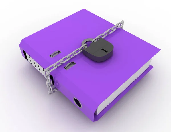 Sicurezza dei dati, cartella bloccata con catena. illustrazione resa — Foto Stock