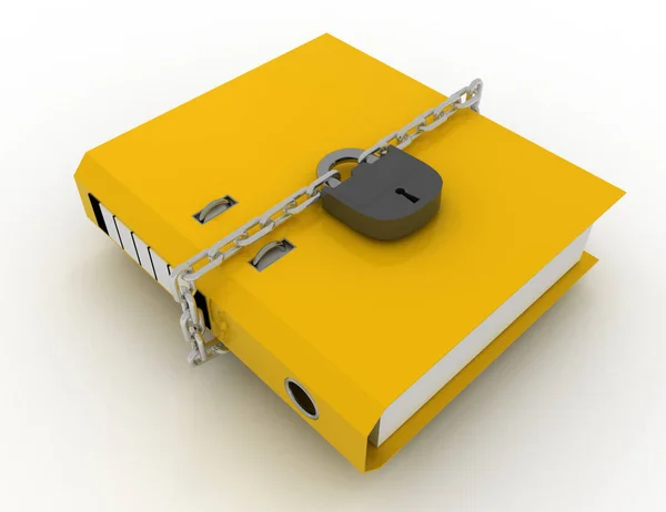 Data safety, folder locked with  chain. rendered illustration — Stock Photo, Image