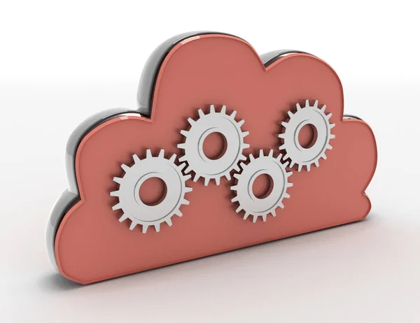 Cloud computing con ingranaggi metallici nella progettazione di informazioni re — Foto Stock