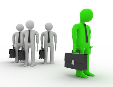 Bir depresif kişi yalnız duruyor. 3d render. illüstrasyon