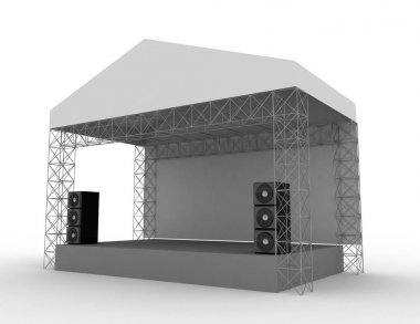Açık konser sahne. 3D render illüstrasyon