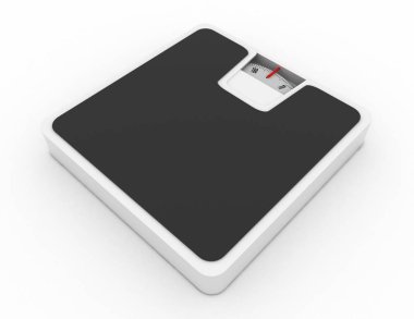 Kavramı üzerinde beyaz izole teraziler ile diyet. Ben render 3d