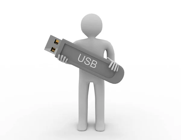 3D Man - USB Stick. 3d rendered illustration — Stock Photo, Image