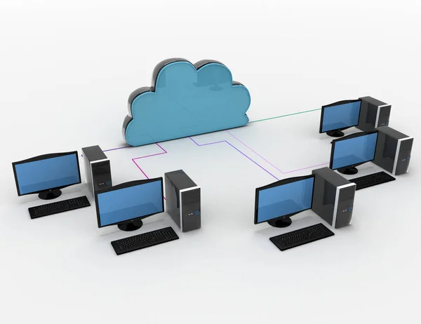 Cloud computing koncepcja. 3D wytopione ilustracja — Zdjęcie stockowe