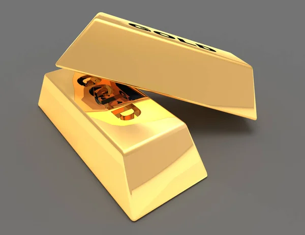 Barras de ouro conceito .3d ilustração renderizada — Fotografia de Stock