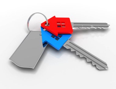 ev-şekil anahtar kavram. 3D render illüstrasyon