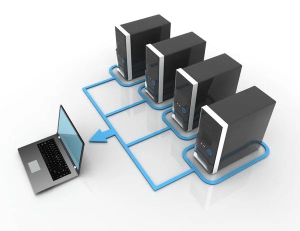 Conceito de rede de computadores. 3d ilustração renderizada — Fotografia de Stock