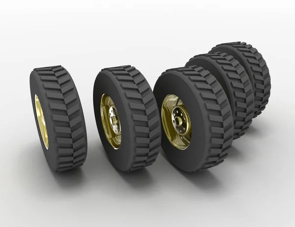 Conceito de pneus de caminhão de renderização 3D. 3d renderizado ilustração — Fotografia de Stock