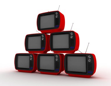 3D retro televizyon beyaz arka planda işleme. 3D render illustr