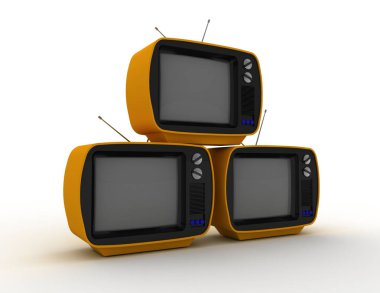 3D retro televizyon beyaz arka planda işleme. 3D render illustr