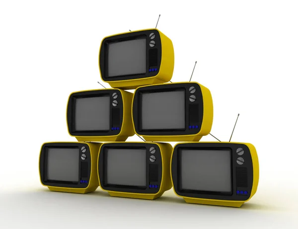 3D-Rendering Retro-Fernseher auf weißem Hintergrund. 3D gerendert illustr — Stockfoto