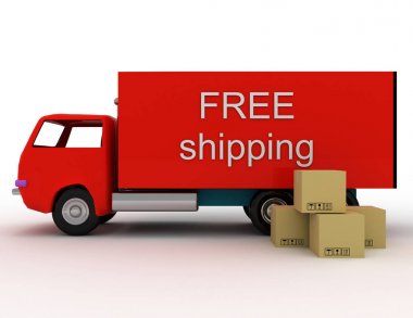 Herhangi bir yere ücretsiz teslim mal. 3D render illüstrasyon