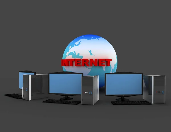 Concepto de red informática global. 3d ilustración renderizada — Foto de Stock