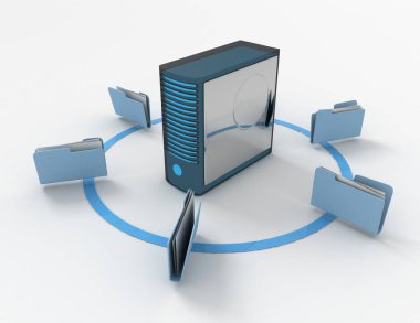 dosya klasörü ile 3D render Server. 3D render illustratio