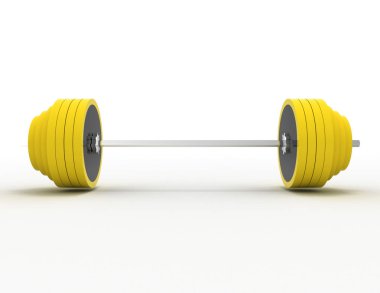 Beyaz bir arka plan üzerinde halter. 3D render illüstrasyon