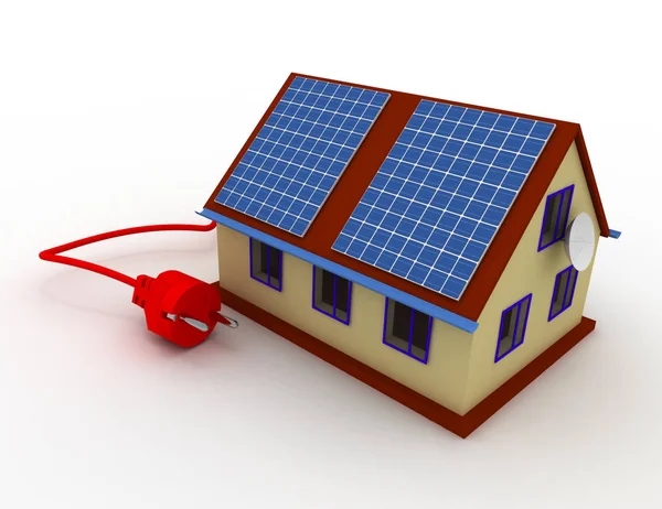 Güneş enerjisi kavramı. 3D render illüstrasyon