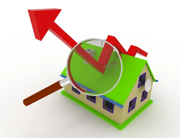 Gráfico de crecimiento inmobiliario. 3d ilustración renderizada —  Fotos de Stock