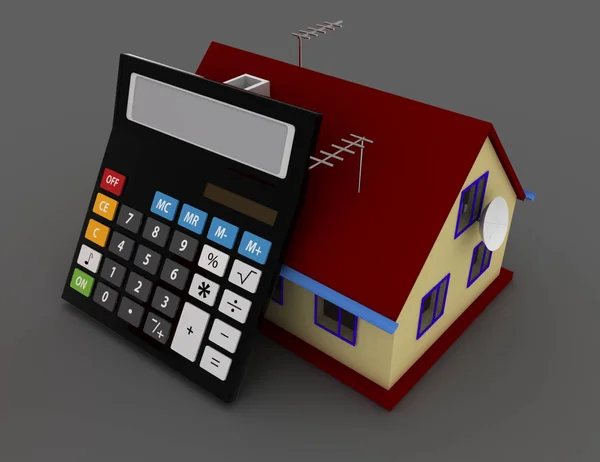 House and calculator. estate concept. 3d rendered illustration — Stock Photo, Image