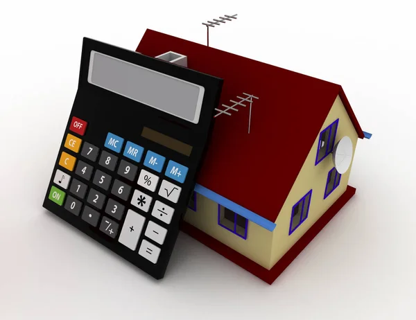 House and calculator. estate concept. 3d rendered illustration — Stock Photo, Image