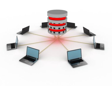 bilgisayar ağ kavramı. 3D render illüstrasyon