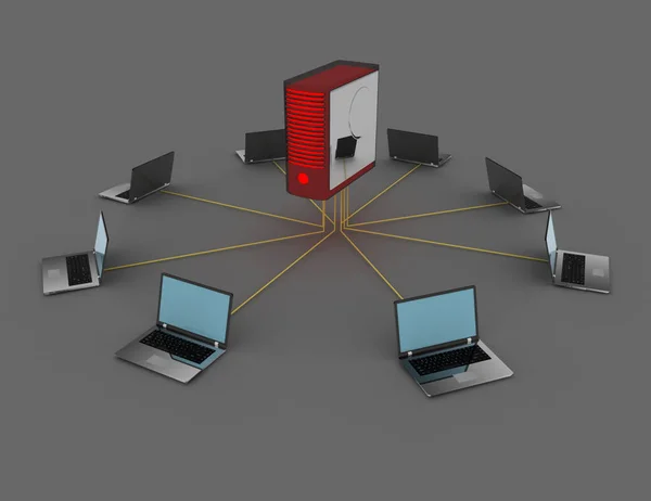 Concepto de red informática. 3d ilustración renderizada —  Fotos de Stock