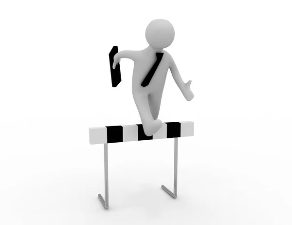 3D-Mann springen über Barriere. 3D gerenderte Illustration — Stockfoto