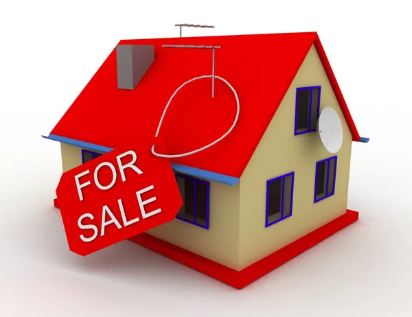 Casa con la etiqueta "en venta". 3d ilustración renderizada —  Fotos de Stock