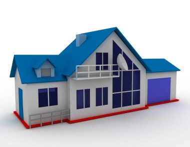 Yazlık kavramı. Emlak. 3D render illüstrasyon