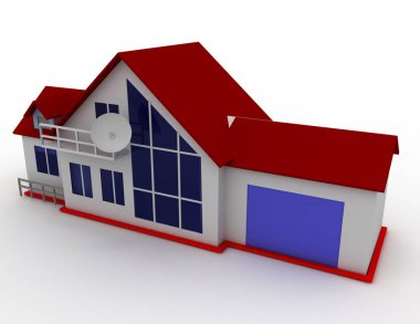 Yazlık kavramı. Emlak. 3D render illüstrasyon