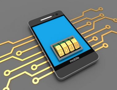 Hareket eden telefon elektronik devre ve kilit arama ile. 3d render