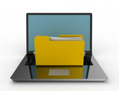 3D defter ve klasör. 3D render illüstrasyon