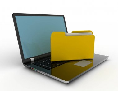 3D defter ve klasör. 3D render illüstrasyon