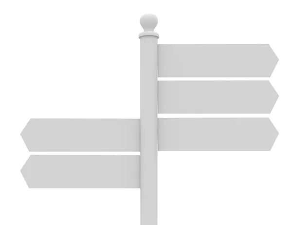 Pusty znak wielokierunkowe, izolowana na białym tle. 3D re — Zdjęcie stockowe