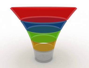 katmanlı huni grafik kavramı. 3D render illüstrasyon