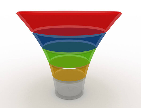 layered funnel chart concept . 3d rendered illustration