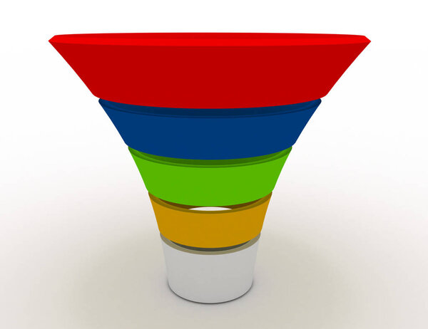 layered funnel chart concept . 3d rendered illustration