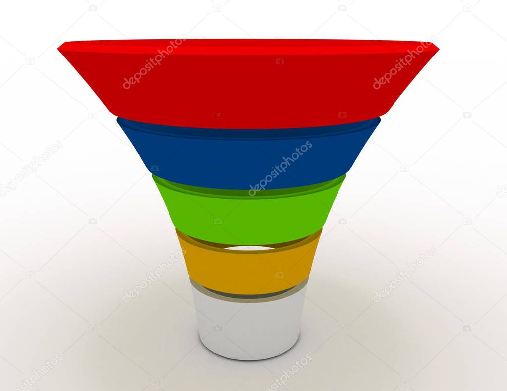 layered funnel chart concept . 3d rendered illustration