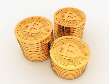3D bitcoins kavramı işlenen .3d illüstrasyon