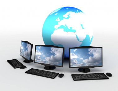 3D Internet kavramı. 3D render illüstrasyon