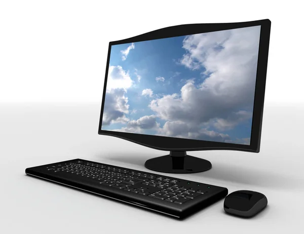 3D Desktop PC Konzept. 3D gerenderte Illustration — Stockfoto